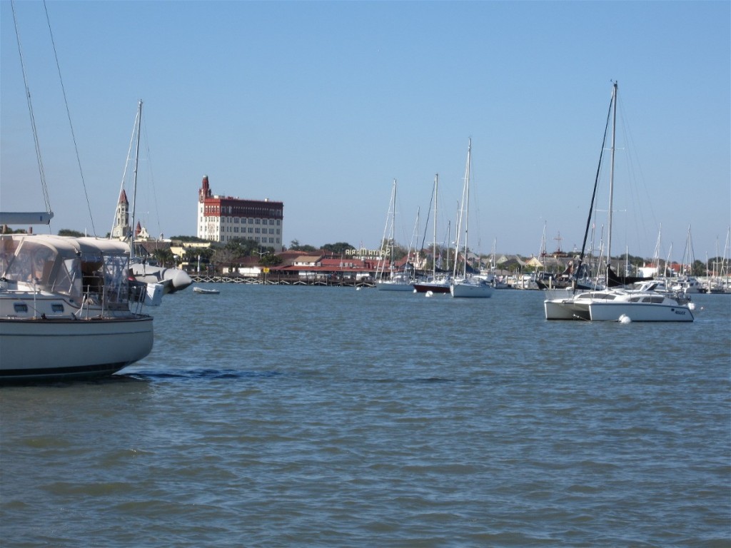 View of St Augustine from our Gemini Catamarine on Mooring #31