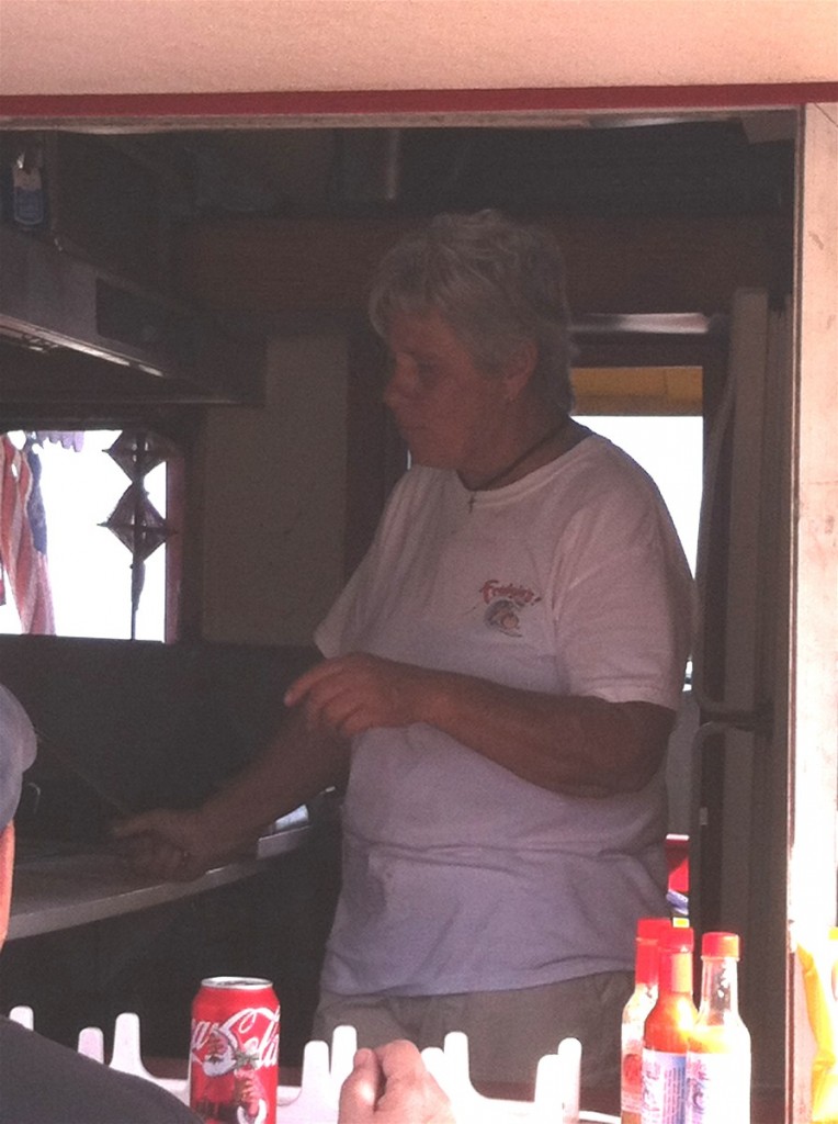 (Should have used my flash.)  Jo Neeson, owner, was cooking today 