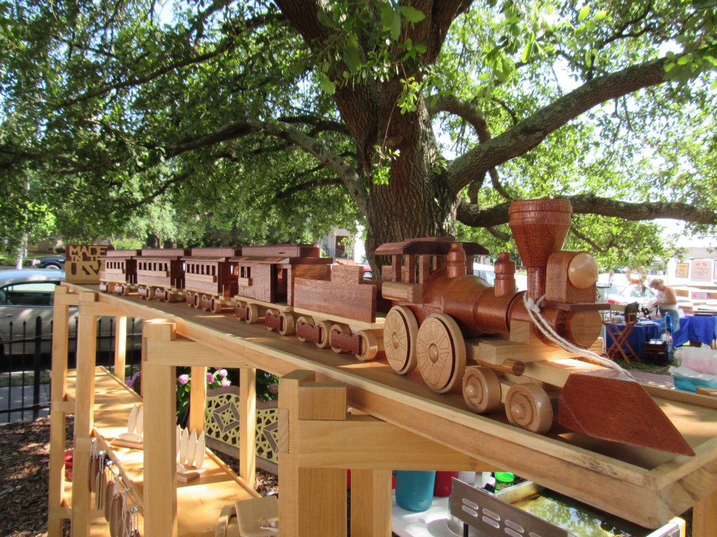 one of the wooden train sets