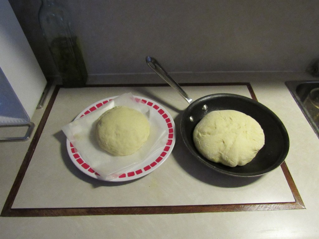 Dough placed in All-Clad  non-stick pan