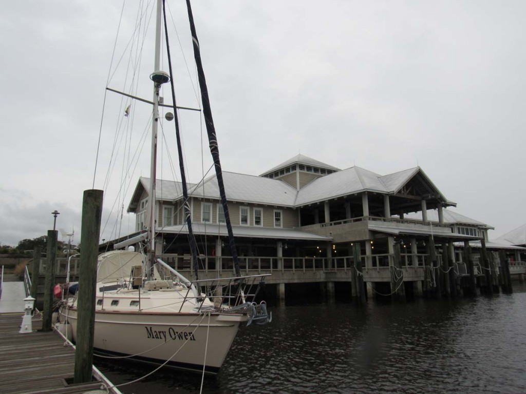 The Bald Head Island Ferry Terminal lounge is on the upper level and has a view of the harbor and Cape Fear River.