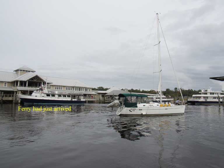 Departing the turning basin at Deep Point Marina / Bald Head Ferry Terminal